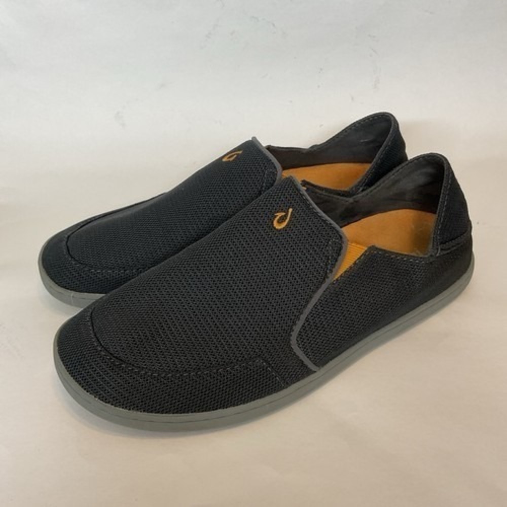 OluKai Nohea Mesh Dark Shadow‎ Grey Slip-On Sneakers Men 9.5 Vietnam Textile